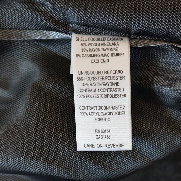 BCBGMaxazria Charcoal Gray and Black Wool Cashmere Blend Bomber Jacket Coat XXS - Picture 4 of 5